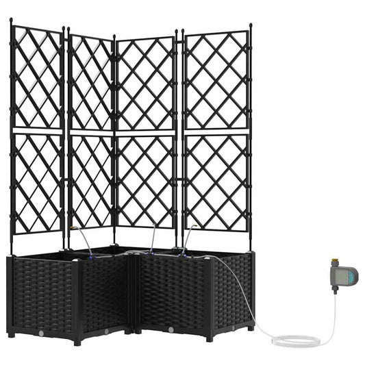 vidaXL Γλάστρα Κήπου 3 τμχ. Μαύρο 80 x 80 x 142 cm PP