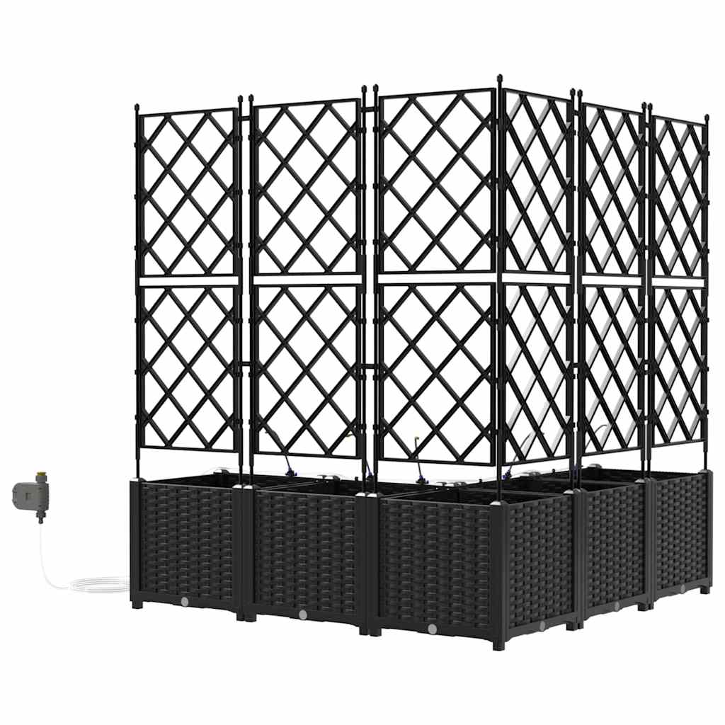 vidaXL Γλάστρα Κήπου 5 pcs Μαύρο Πλαστικό