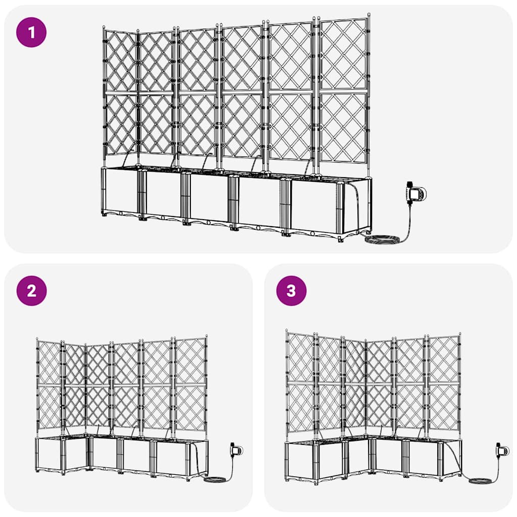 vidaXL Γλάστρα Κήπου 5 pcs Μαύρο Πλαστικό