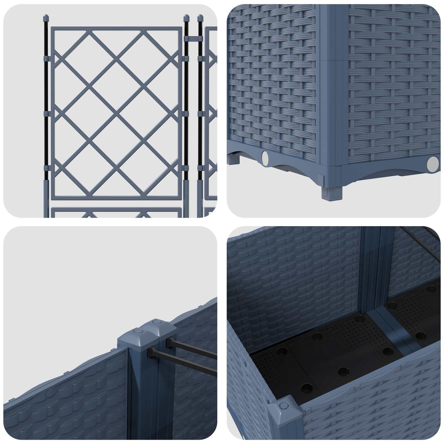 vidaXL Κηποτινάκι με Τρέλα 3 pcs Γκρι 120 x 40 x 143 εκ. PP