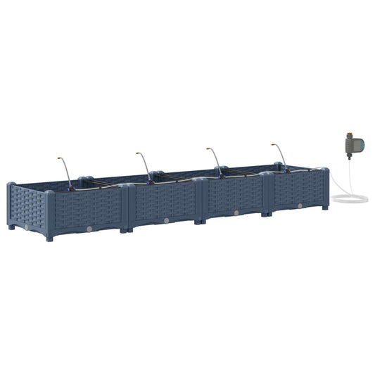vidaXL Γλάστρα Κήπου 4 τμχ. Γκρι 160 x 40 x 22 cm PP