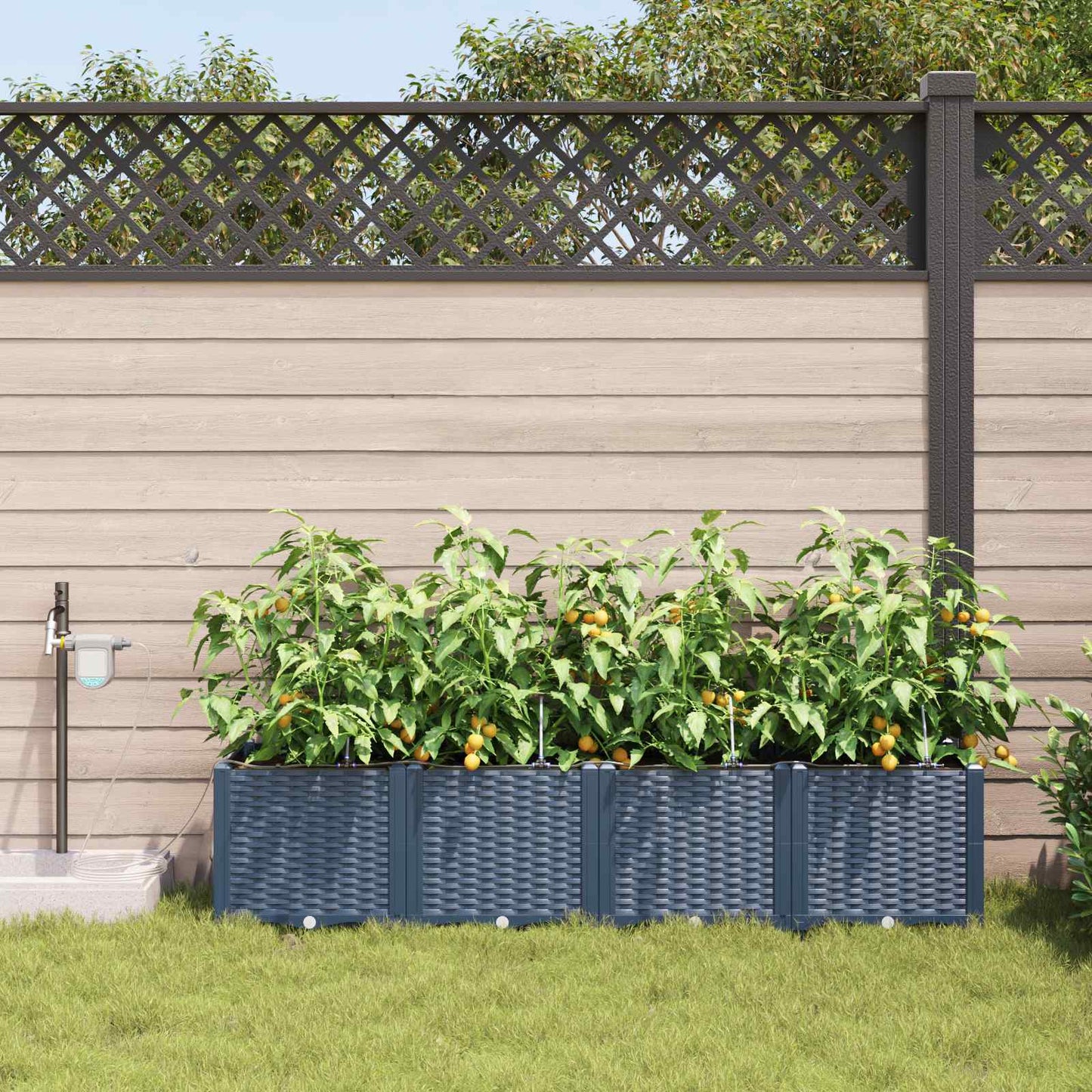vidaXL Ζαρντινιέρες κήπου Γκρι 160 x 40 x 37.5 cm Ατσάλι