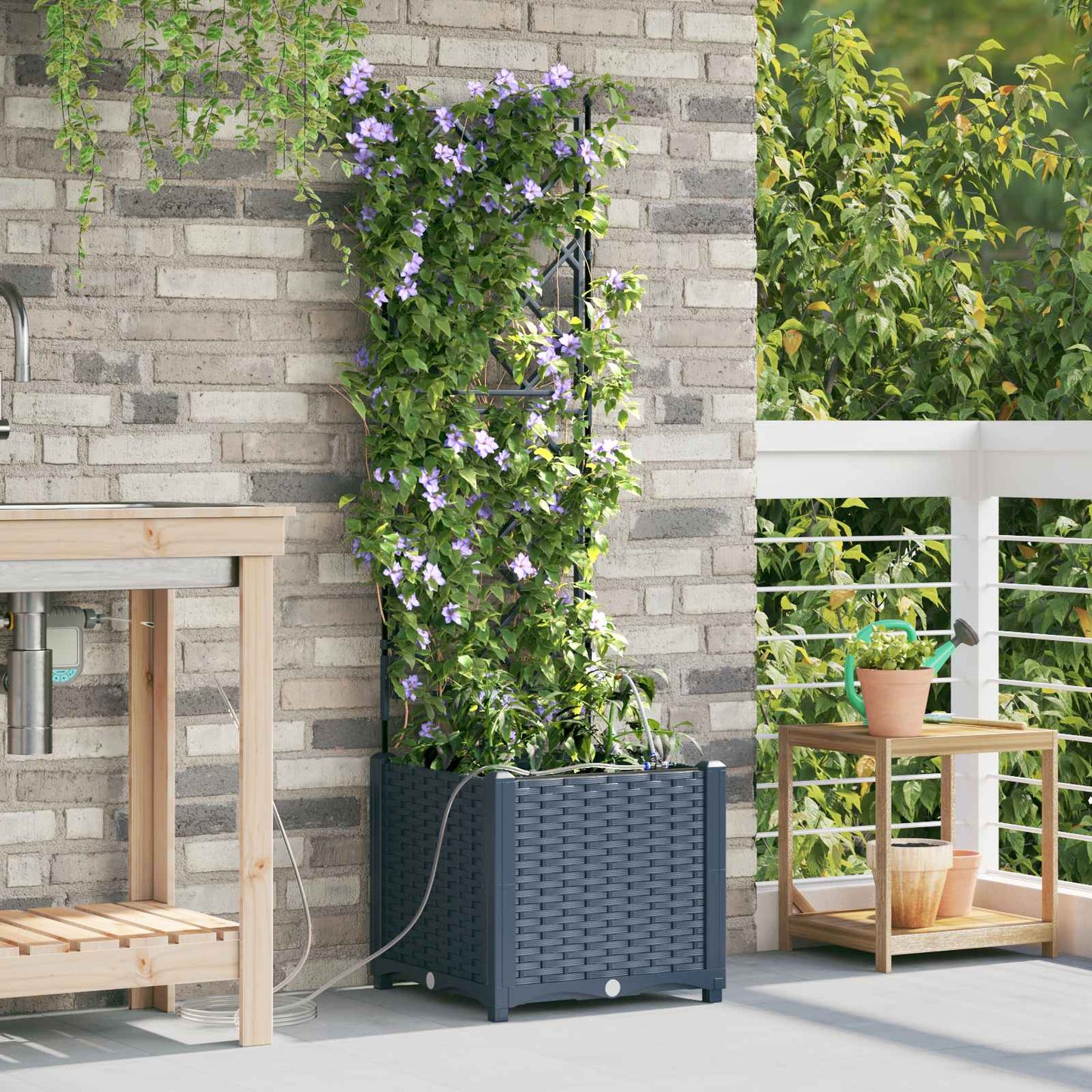 vidaXL Ζαρντινιέρες κήπου Γκρι 40 x 40 x 142 cm Ατσάλι