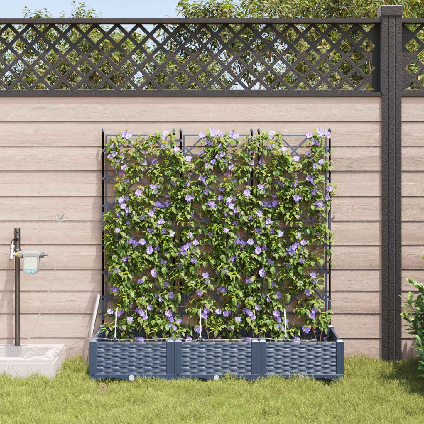 vidaXL Ζαρντινιέρες κήπου Γκρι 120 x 40 x 126 cm Ατσάλι