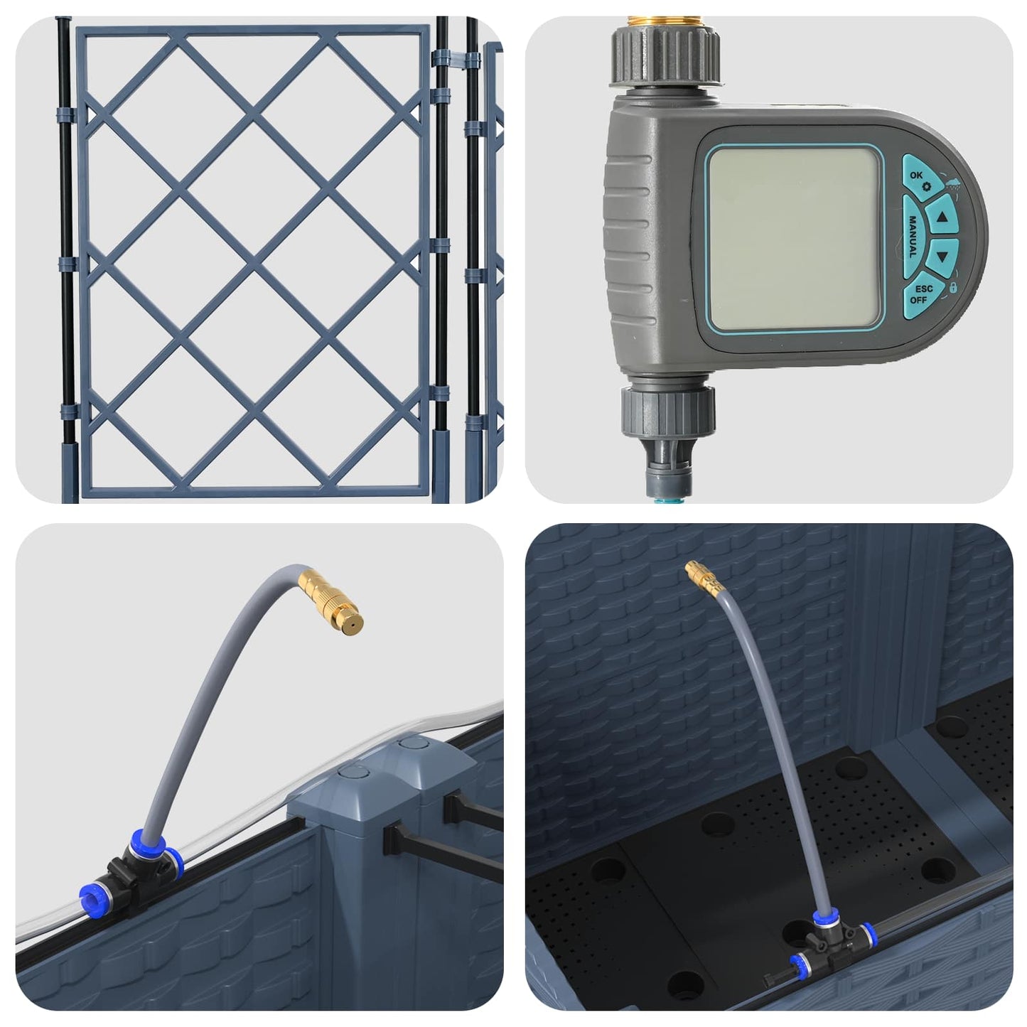 vidaXL Γλάστρα Κήπου 3 pcs Γκρι Ατσάλι