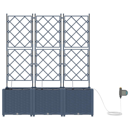 vidaXL Γλάστρα Κήπου 3 pcs Γκρι Ατσάλι
