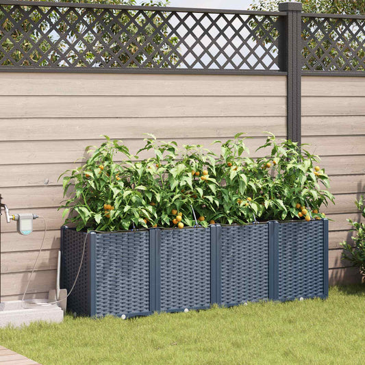 vidaXL Γλάστρα Κήπου 4 pcs Γκρι 160 x 40 x 52 cm Πλαστικό