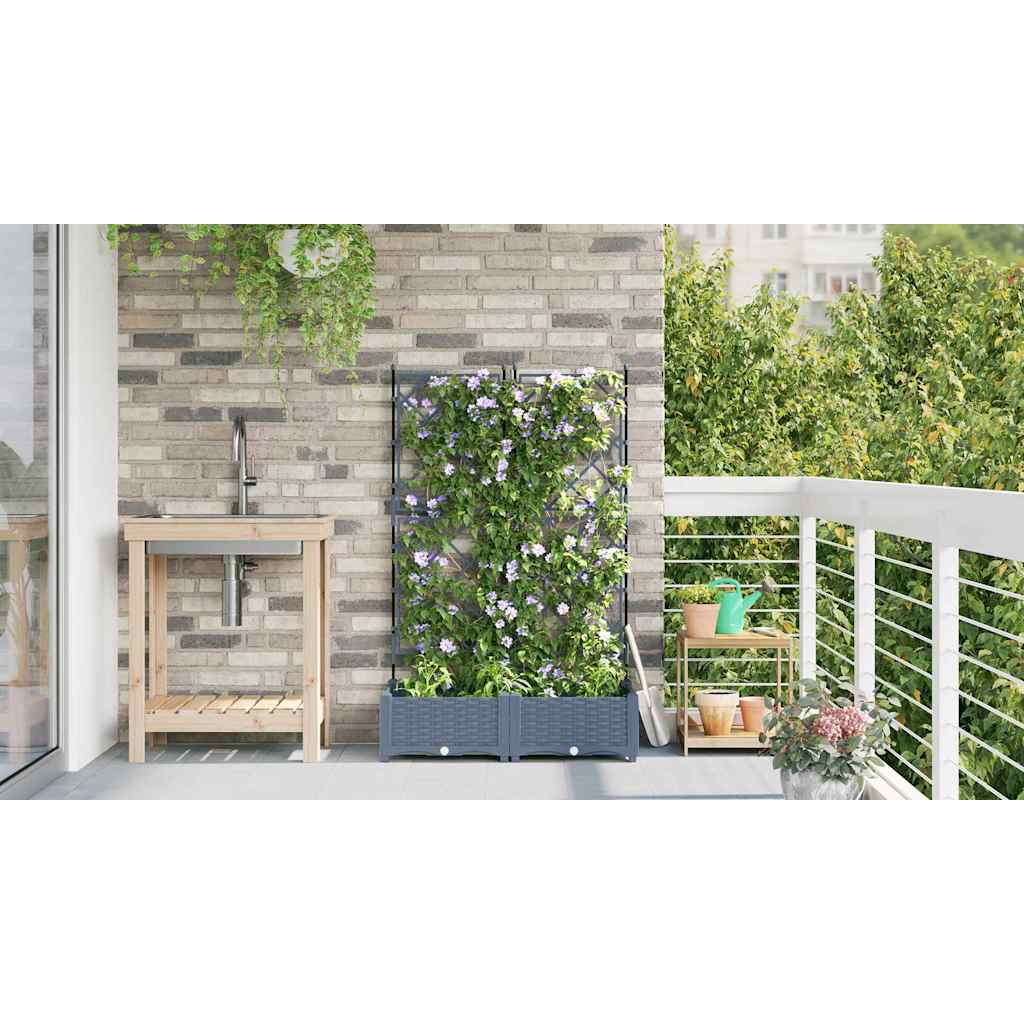 vidaXL Γλάστρα Κήπου 2 τμχ. Ανοιχτό Γκρι 80 x 40 x 125,5 εκ. PP