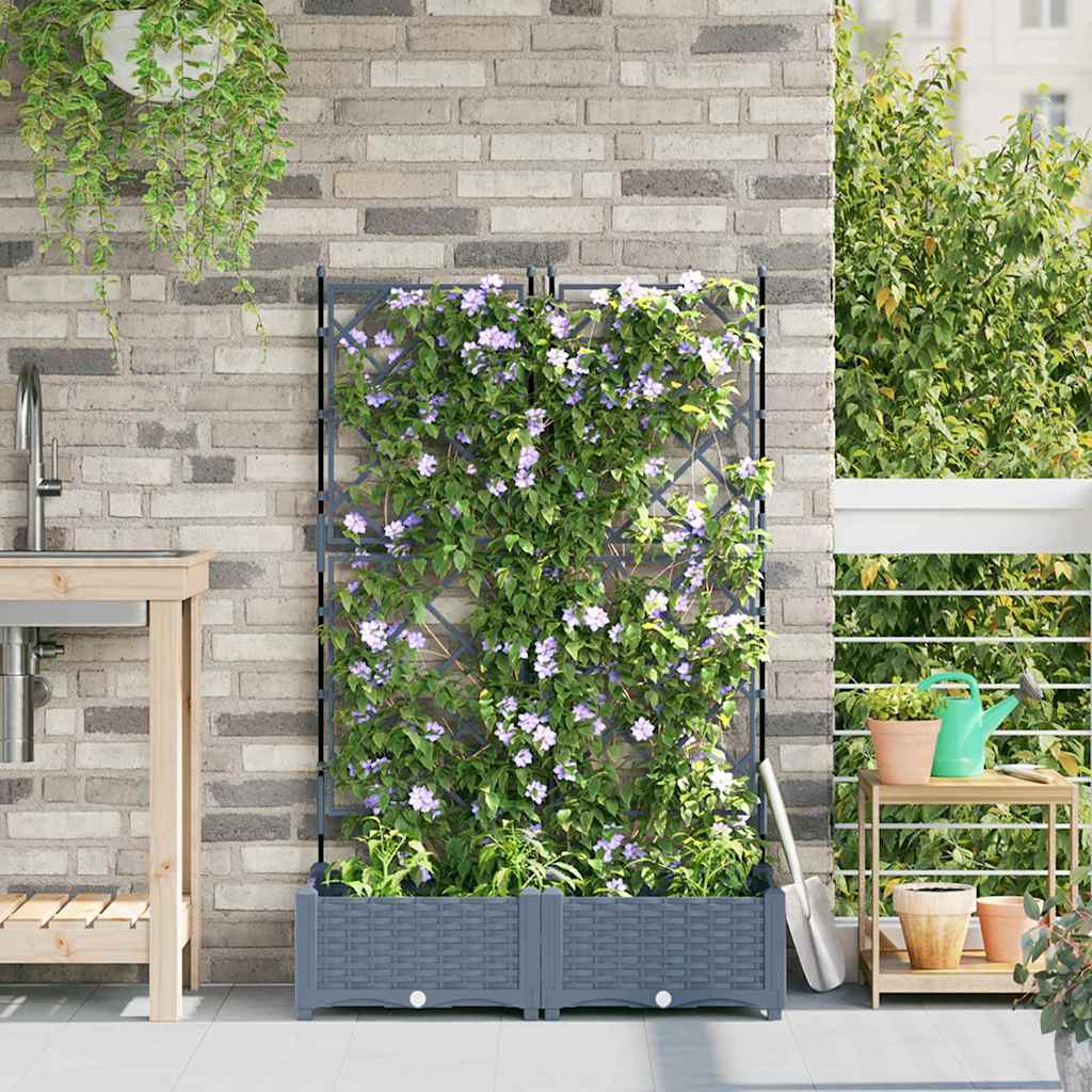 vidaXL Γλάστρα Κήπου 2 τμχ. Ανοιχτό Γκρι 80 x 40 x 125,5 εκ. PP