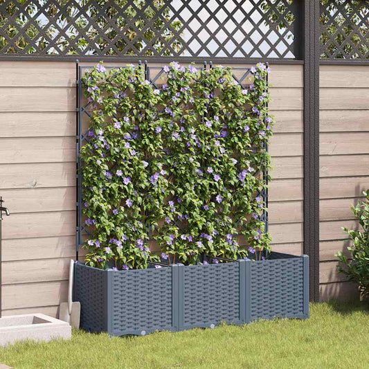 vidaXL Γλάστρα Κήπου 3 τμχ. Ανοιχτό Γκρι 120 x 40 x 143 εκ. PP