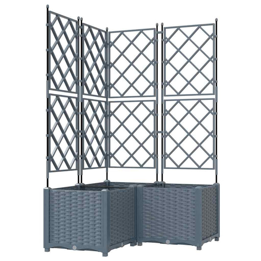 vidaXL Γλάστρα Κήπου 3 τμχ. Ανοιχτό Γκρι 80 x 80 x 143 εκ. PP