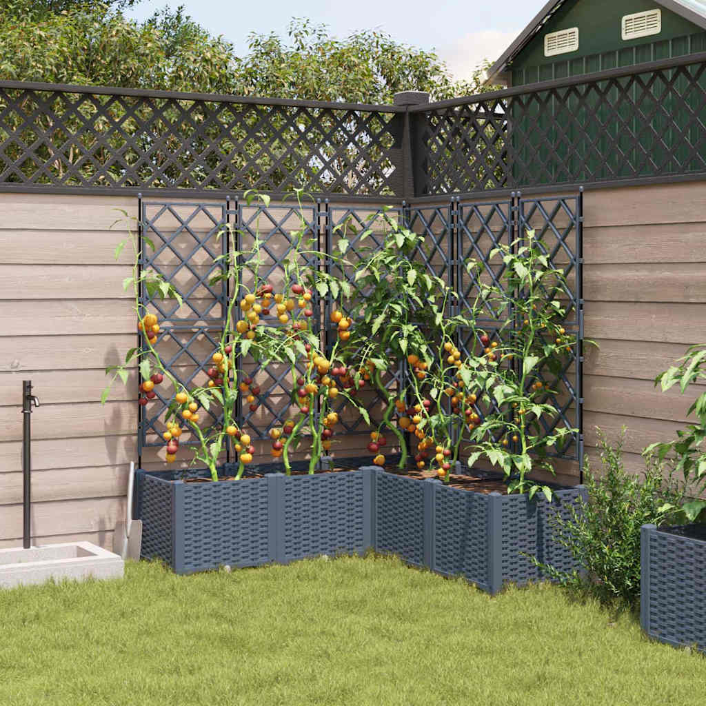 vidaXL Γλάστρα Κήπου 5 pcs Ανοιχτό Γκρι 120 x 120 x 143 εκ. Πλαστικό