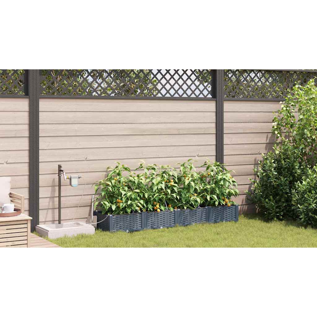 vidaXL Γλάστρα Κήπου 4 pcs Ανοιχτό Γκρι 160 x 40 x 22 cm Πλαστικό