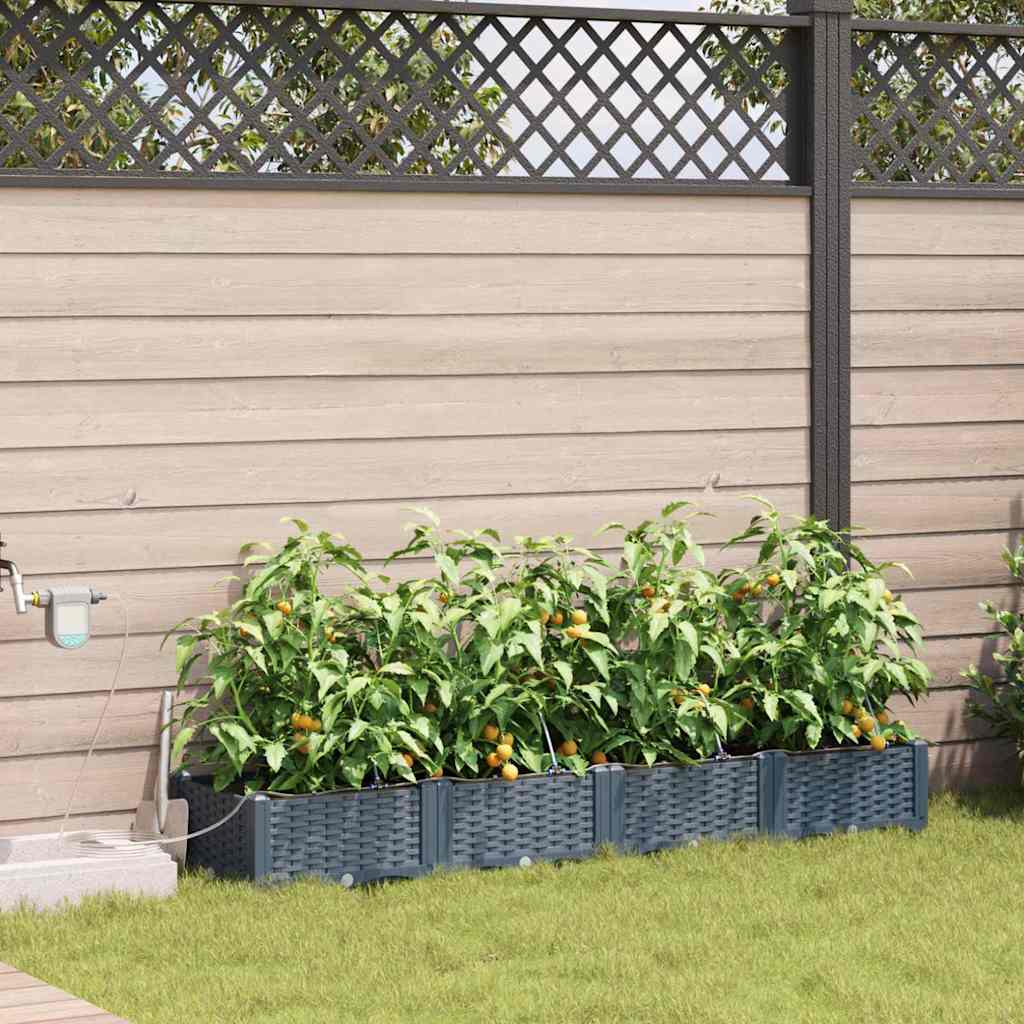 vidaXL Γλάστρα Κήπου 4 pcs Ανοιχτό Γκρι 160 x 40 x 22 cm Πλαστικό