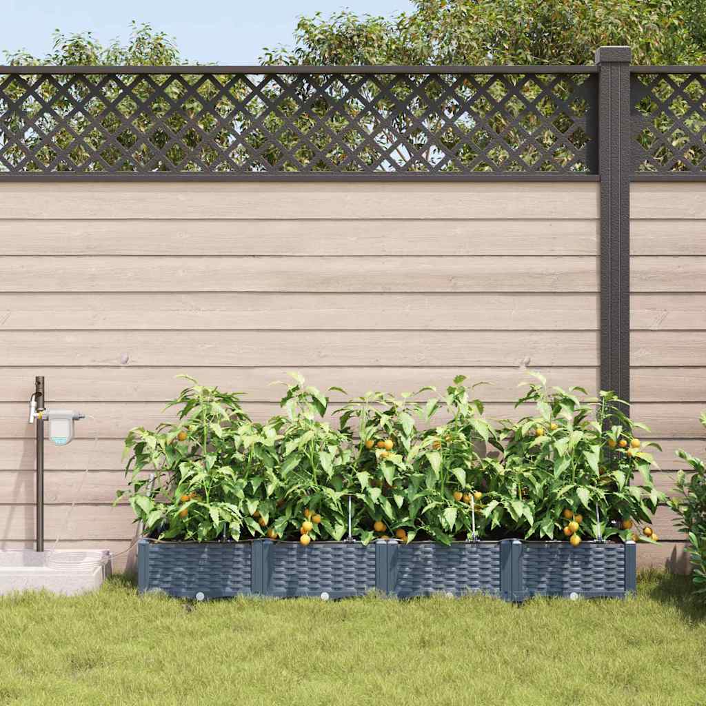 vidaXL Γλάστρα Κήπου 4 pcs Ανοιχτό Γκρι 160 x 40 x 22 cm Πλαστικό
