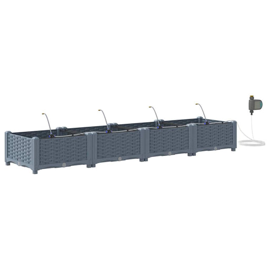 vidaXL Γλάστρα Κήπου 4 τμχ. Ανοιχτό Γκρι 160 x 40 x 22 cm PP