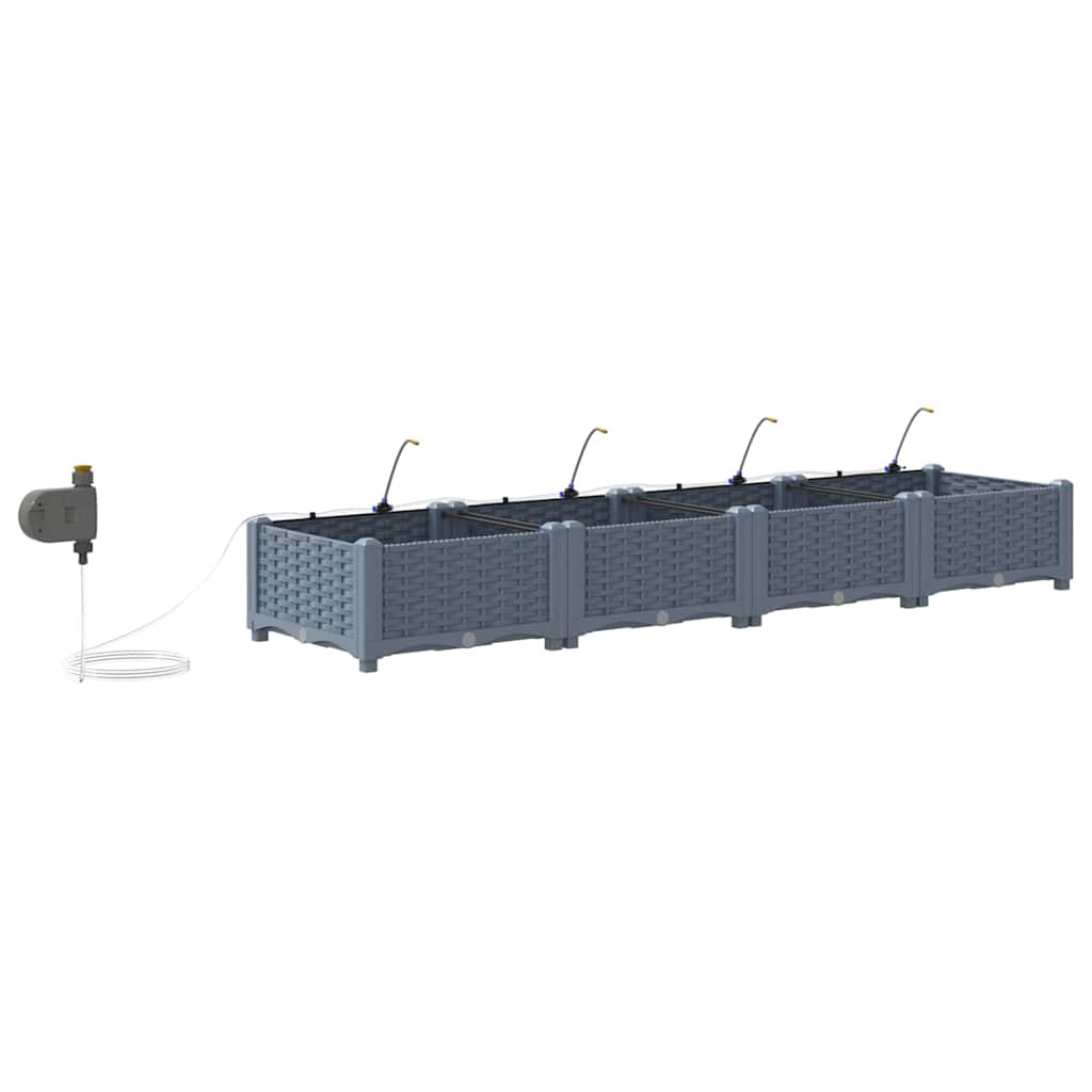 vidaXL Γλάστρα Κήπου 4 pcs Ανοιχτό Γκρι 160 x 40 x 22 cm Πλαστικό