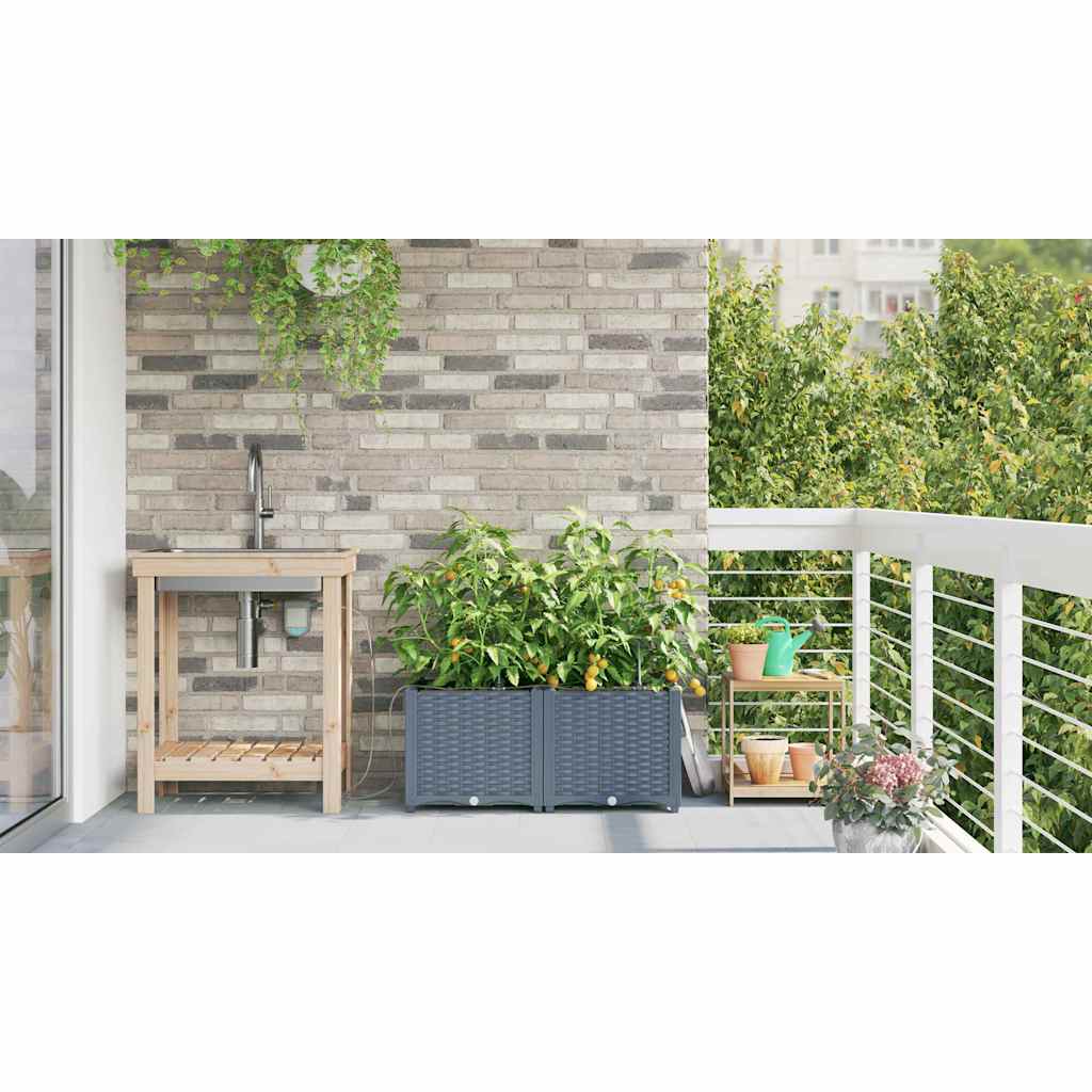 vidaXL Γλάστρα Κήπου 2 pcs Ανοιχτό Γκρι 80 x 40 x 37,5 cm Πλαστικό