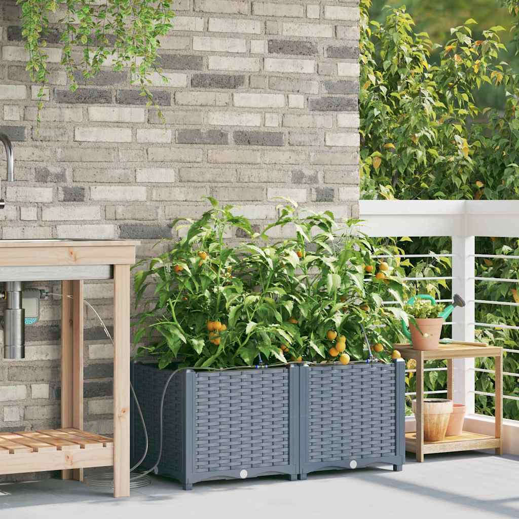 vidaXL Γλάστρα Κήπου 2 pcs Ανοιχτό Γκρι 80 x 40 x 37,5 cm Πλαστικό
