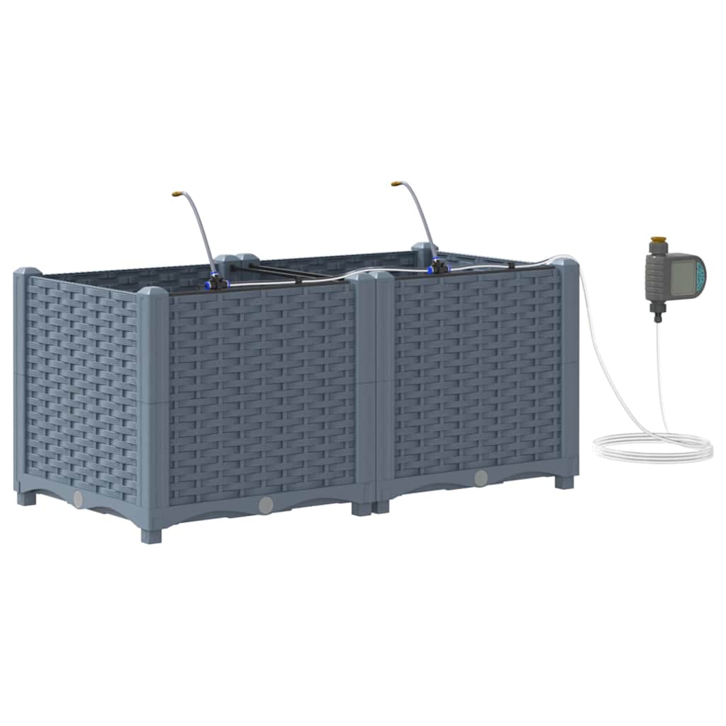 vidaXL Γλάστρα Κήπου 2 pcs Ανοιχτό Γκρι 80 x 40 x 37,5 cm Πλαστικό