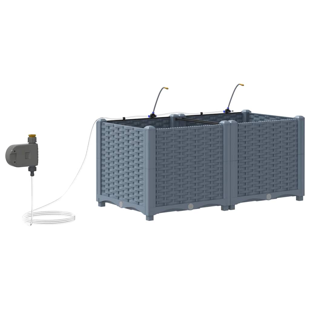 vidaXL Γλάστρα Κήπου 2 pcs Ανοιχτό Γκρι 80 x 40 x 37,5 cm Πλαστικό