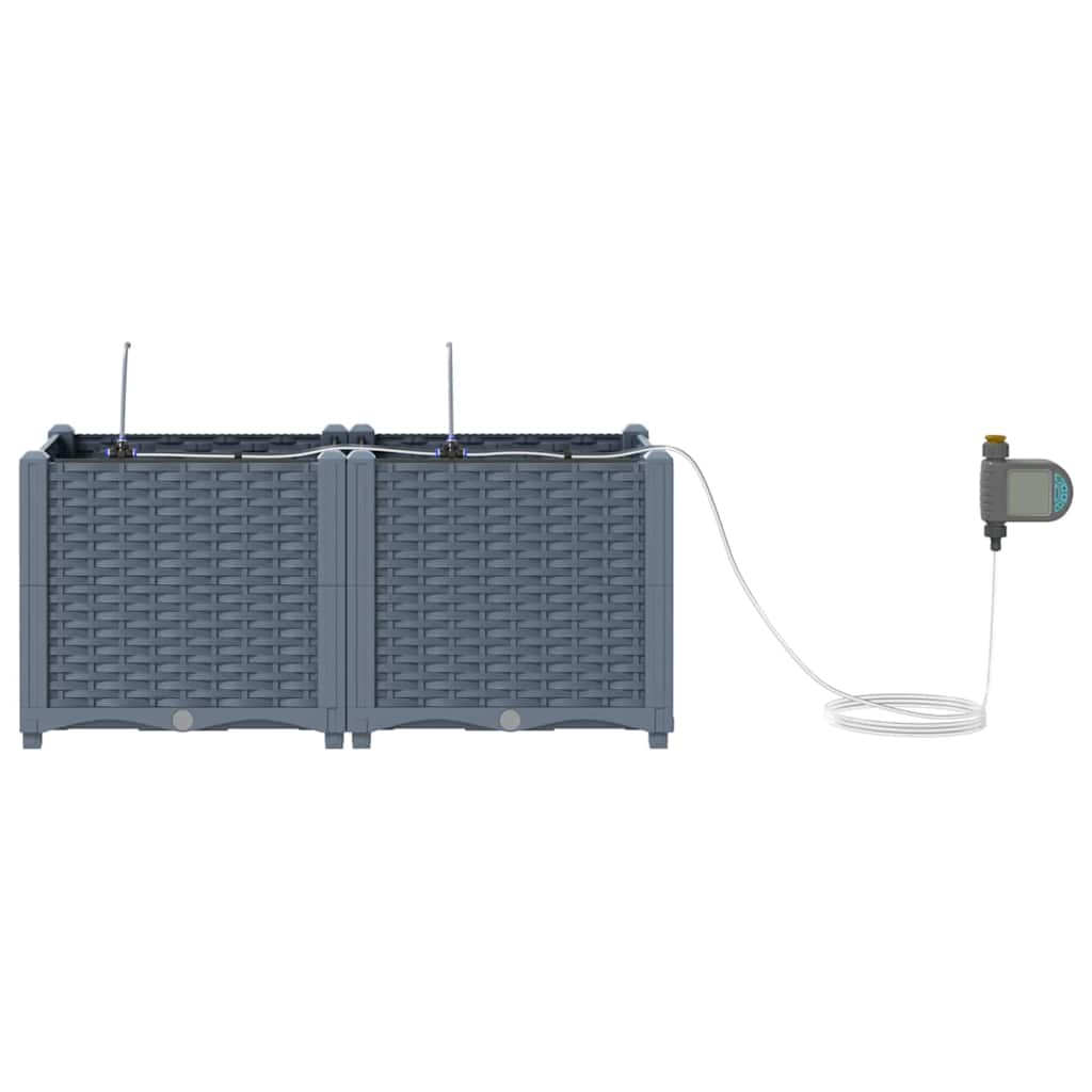 vidaXL Γλάστρα Κήπου 2 pcs Ανοιχτό Γκρι 80 x 40 x 37,5 cm Πλαστικό