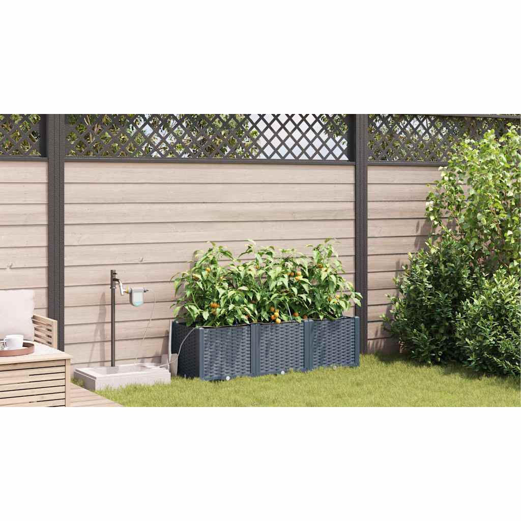 vidaXL Γλάστρα Κήπου 3 pcs Ανοιχτό Γκρι 120 x 40 x 37,5 cm Πλαστικό