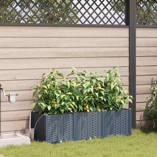 vidaXL Γλάστρα Κήπου 3 pcs Ανοιχτό Γκρι 120 x 40 x 37,5 cm Πλαστικό