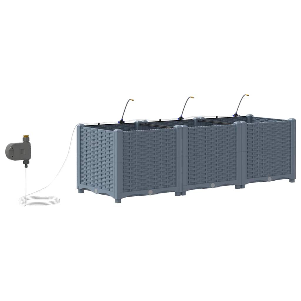 vidaXL Γλάστρα Κήπου 3 pcs Ανοιχτό Γκρι 120 x 40 x 37,5 cm Πλαστικό