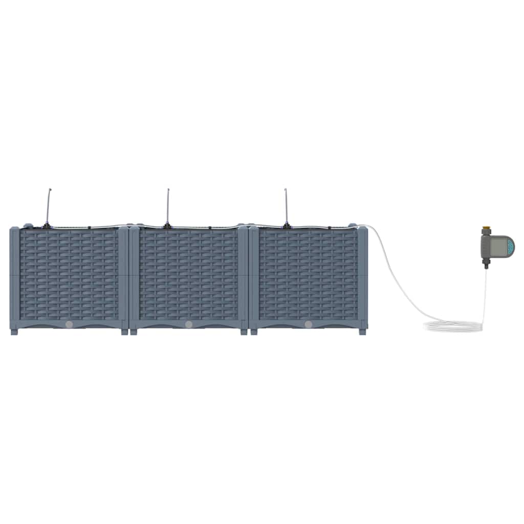 vidaXL Γλάστρα Κήπου 3 pcs Ανοιχτό Γκρι 120 x 40 x 37,5 cm Πλαστικό