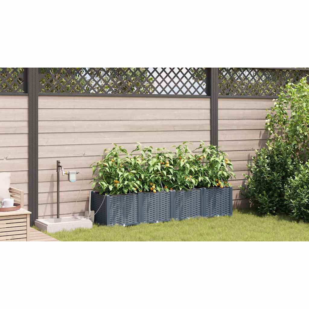 vidaXL Γλάστρα Κήπου 4 pcs Ανοιχτό Γκρι 160 x 40 x 37,5 cm Πλαστικό