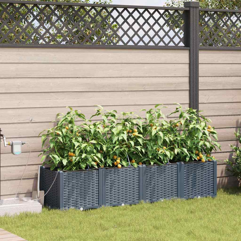 vidaXL Γλάστρα Κήπου 4 pcs Ανοιχτό Γκρι 160 x 40 x 37,5 cm Πλαστικό