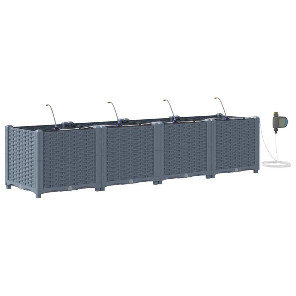 vidaXL Γλάστρα Κήπου 4 pcs Ανοιχτό Γκρι 160 x 40 x 37,5 cm Πλαστικό