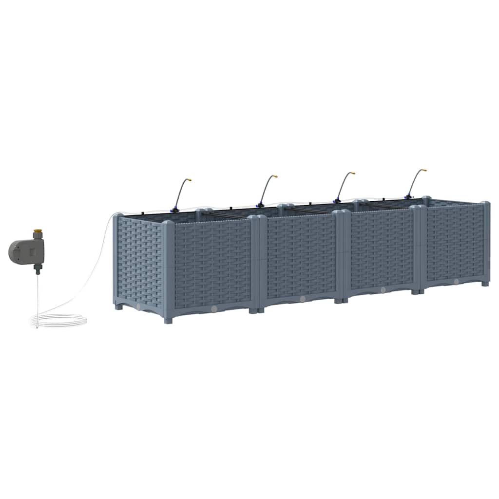 vidaXL Γλάστρα Κήπου 4 pcs Ανοιχτό Γκρι 160 x 40 x 37,5 cm Πλαστικό