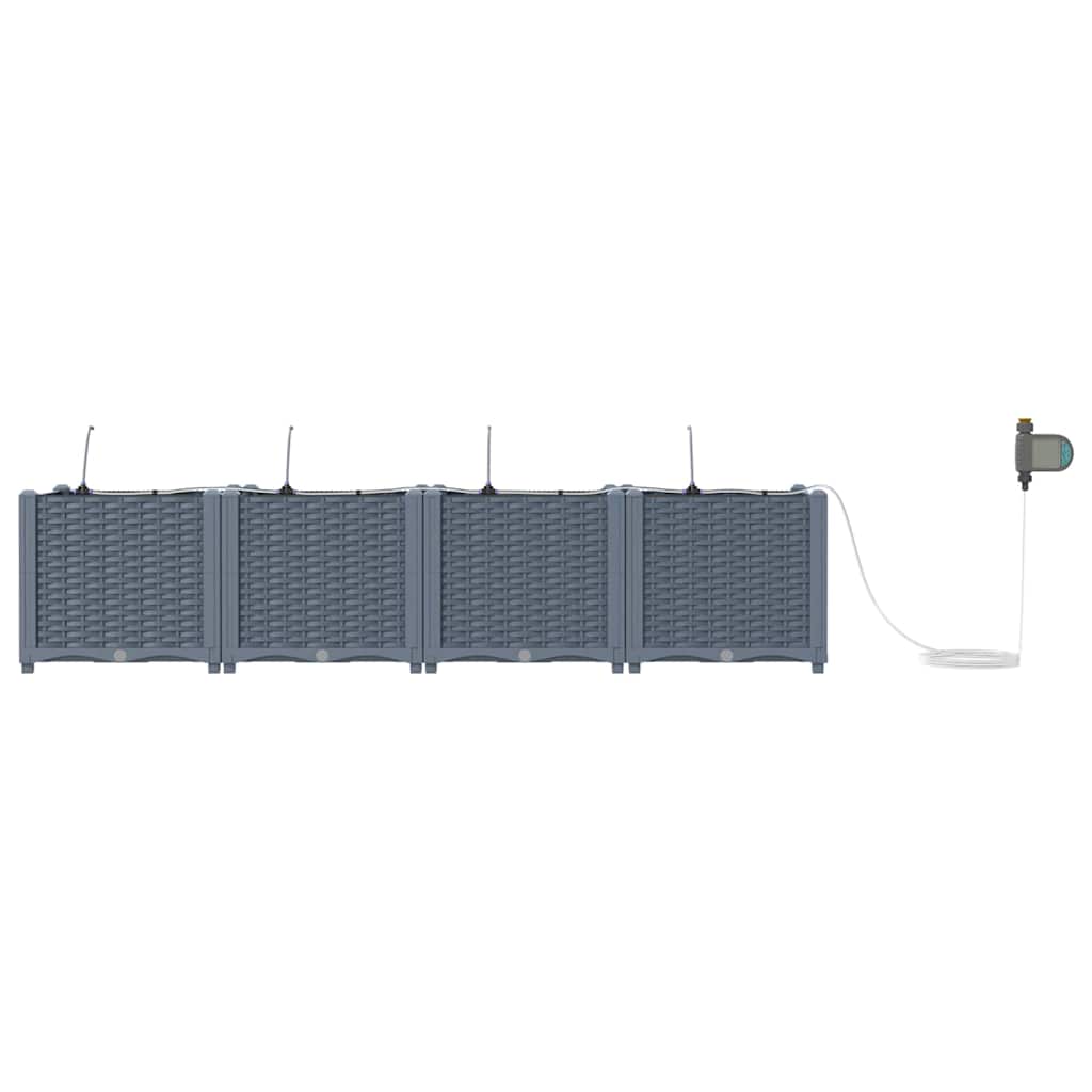vidaXL Γλάστρα Κήπου 4 pcs Ανοιχτό Γκρι 160 x 40 x 37,5 cm Πλαστικό