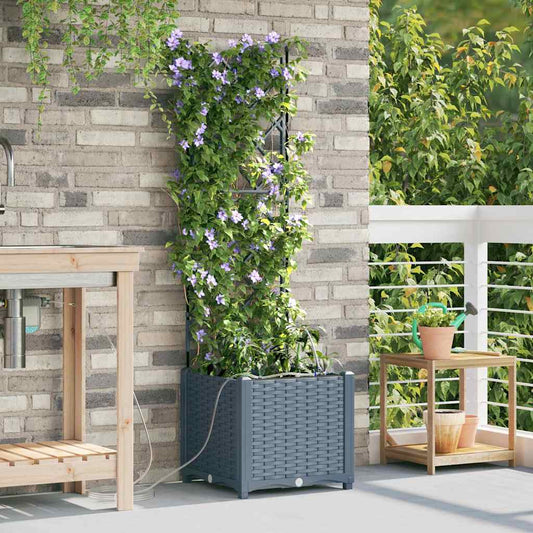 vidaXL Γλάστρα Κήπου 2 τμχ. Ανοιχτό Γκρι 40 x 40 x 142 cm PP