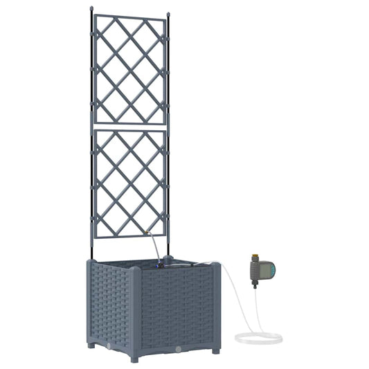 vidaXL Γλάστρα Κήπου 2 τμχ. Ανοιχτό Γκρι 40 x 40 x 142 cm PP