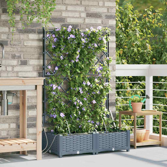 vidaXL Γλάστρα Κήπου 2 τμχ. Ανοιχτό Γκρι 80 x 40 x 126 cm PP