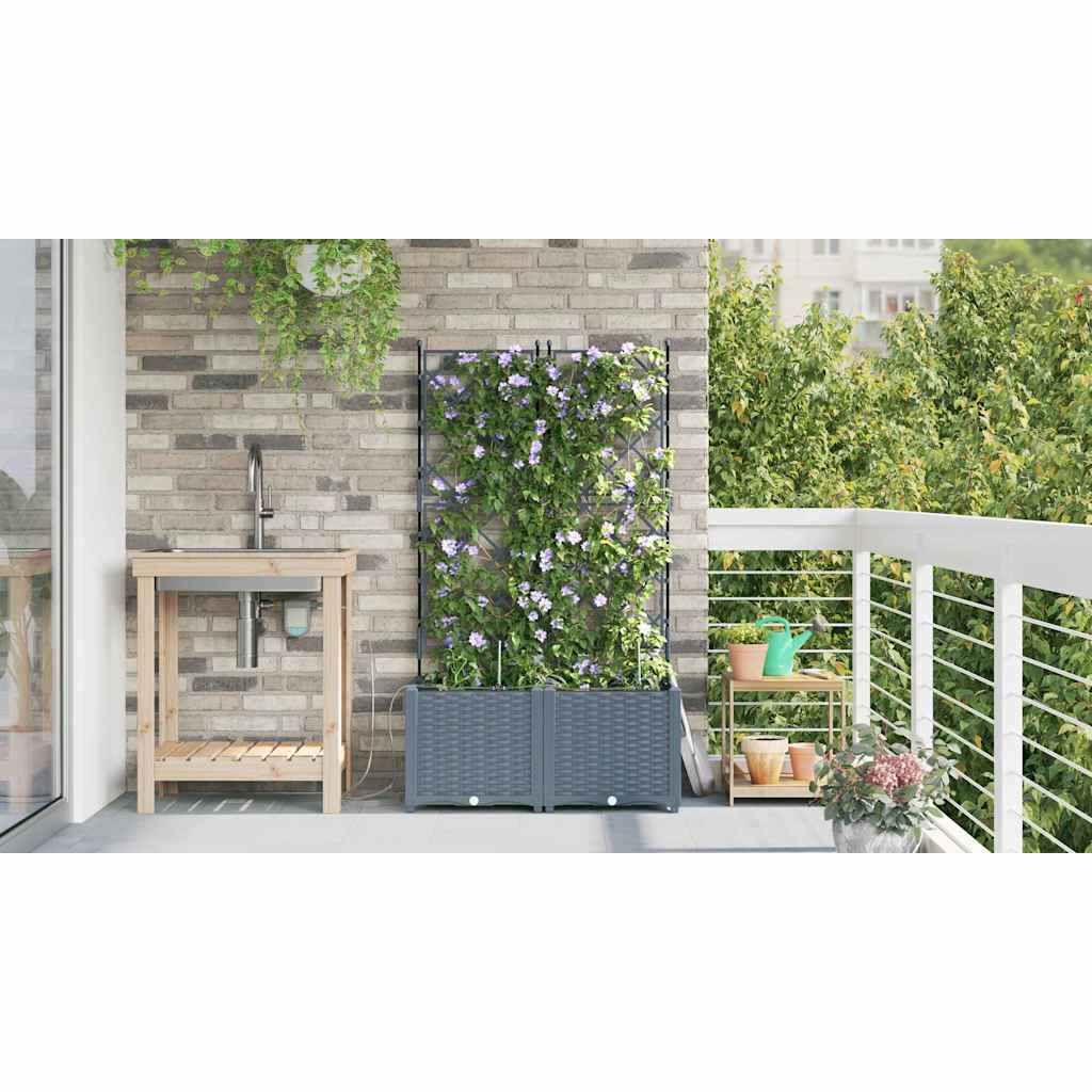 vidaXL Γλάστρα Κήπου 2 pcs Ανοιχτό Γκρι 80 x 40 x 142 cm Πλαστικό