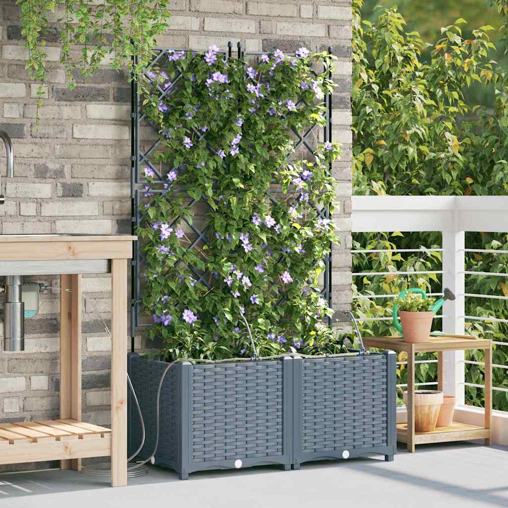 vidaXL Γλάστρα Κήπου 2 pcs Ανοιχτό Γκρι 80 x 40 x 142 cm Πλαστικό