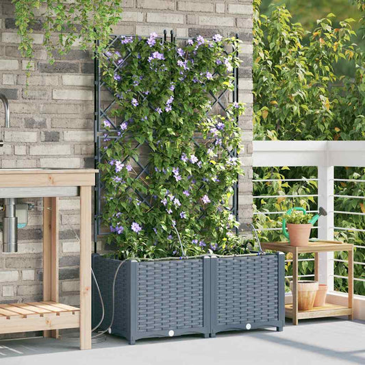 vidaXL Γλάστρα Κήπου 2 pcs Ανοιχτό Γκρι 80 x 40 x 142 cm Πλαστικό