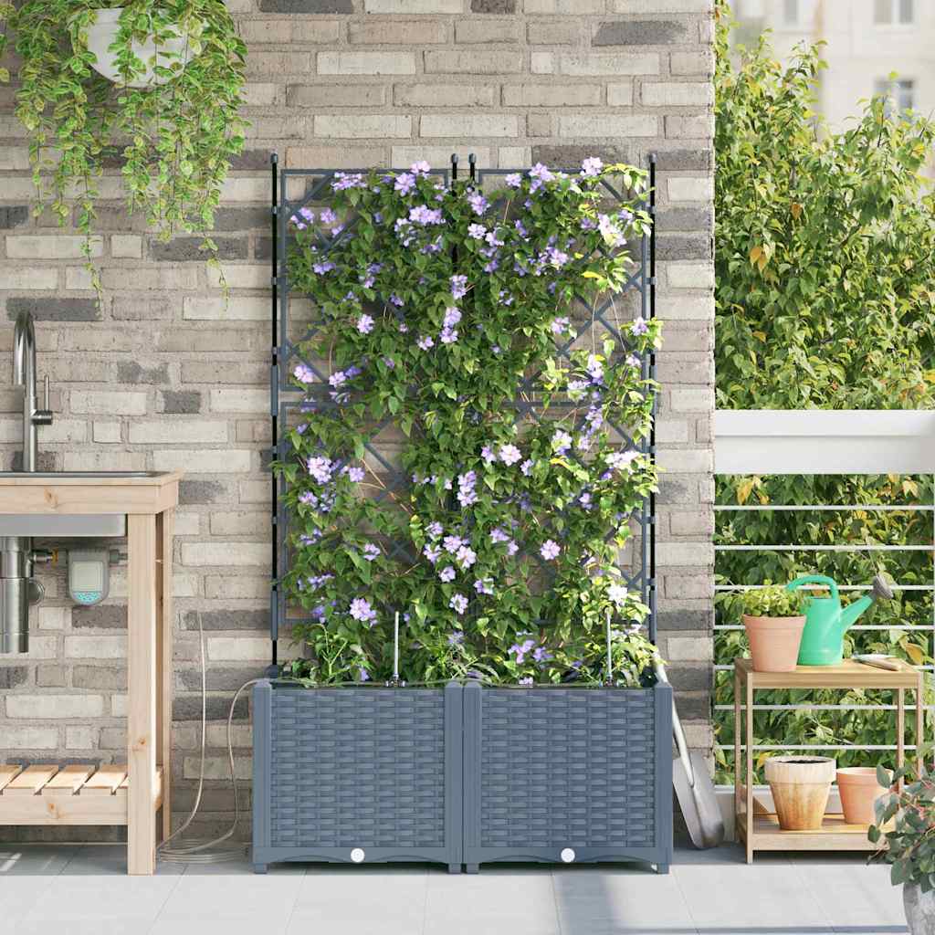 vidaXL Γλάστρα Κήπου 2 pcs Ανοιχτό Γκρι 80 x 40 x 142 cm Πλαστικό