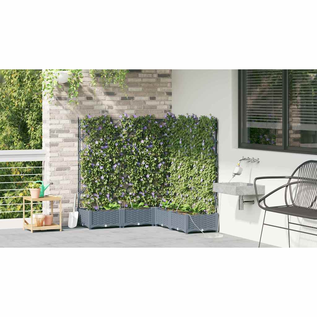 vidaXL Γλάστρα Κήπου 5 pcs Ανοιχτό Γκρι 120 x 120 x 126 cm Πλαστικό
