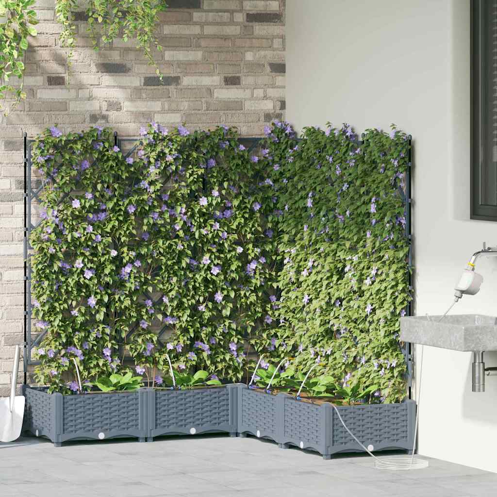 vidaXL Γλάστρα Κήπου 5 pcs Ανοιχτό Γκρι 120 x 120 x 126 cm Πλαστικό