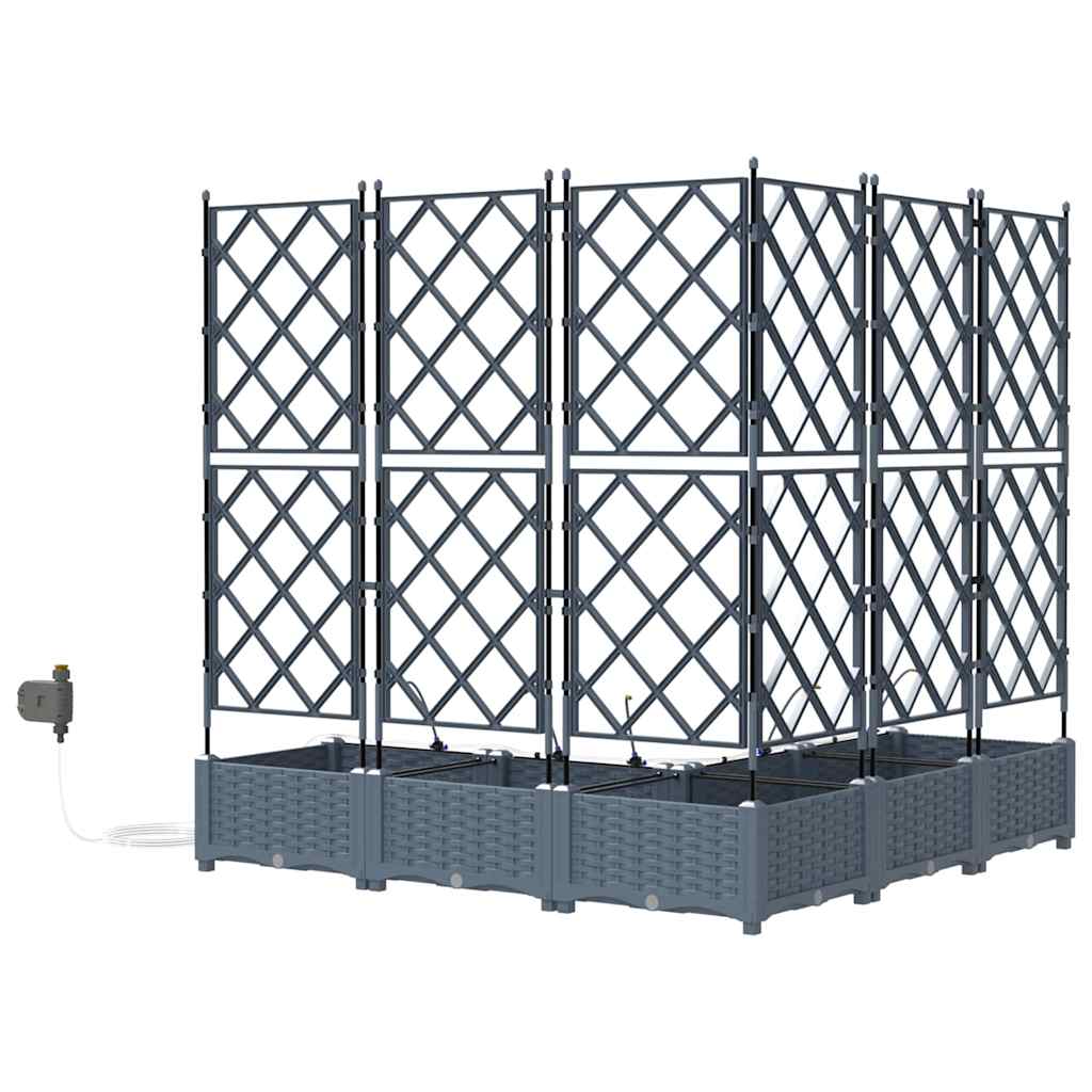 vidaXL Γλάστρα Κήπου 5 pcs Ανοιχτό Γκρι 120 x 120 x 126 cm Πλαστικό