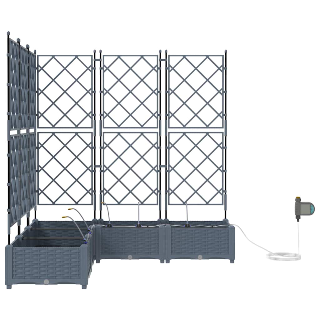 vidaXL Γλάστρα Κήπου 5 pcs Ανοιχτό Γκρι 120 x 120 x 126 cm Πλαστικό
