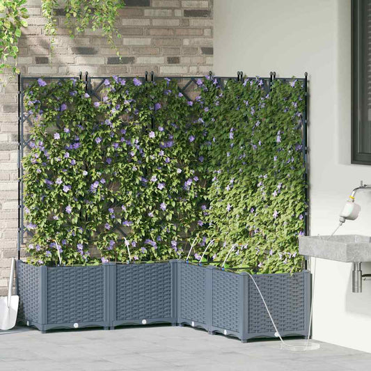 vidaXL Γλάστρα Κήπου 5 τμχ. Ανοιχτό Γκρι 120 x 120 x 142 cm PP