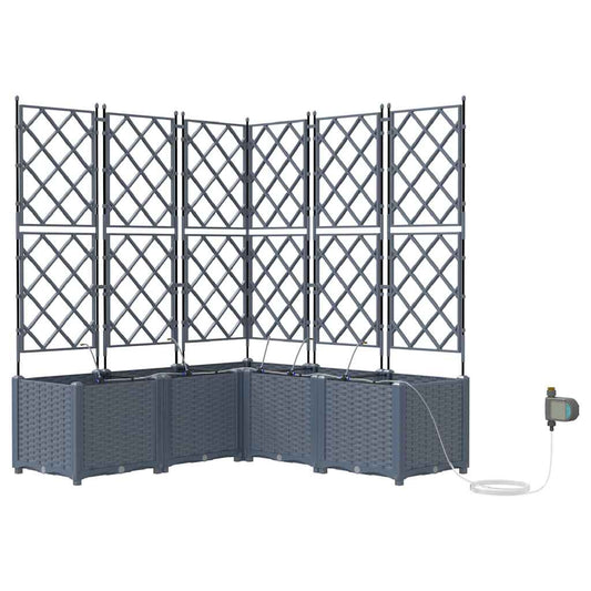 vidaXL Γλάστρα Κήπου 5 τμχ. Ανοιχτό Γκρι 120 x 120 x 142 cm PP