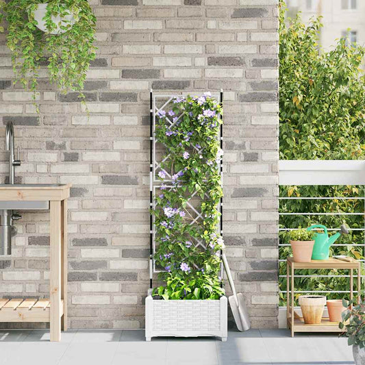 vidaXL Γλάστρα Κήπου Λευκό 40 x 40 x 125,5 εκ. PP
