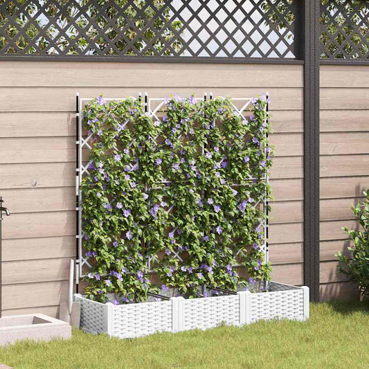 vidaXL Γλάστρα Κήπου 3 pcs Λευκός 120 x 40 x 125,5 εκ. Πλαστικό